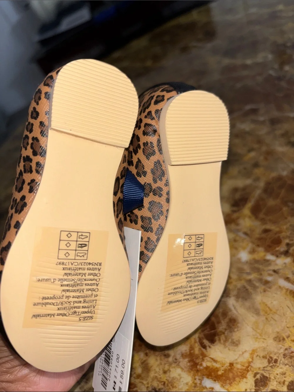 Janie and Jack Leopard Ballet Flats with Black Trim